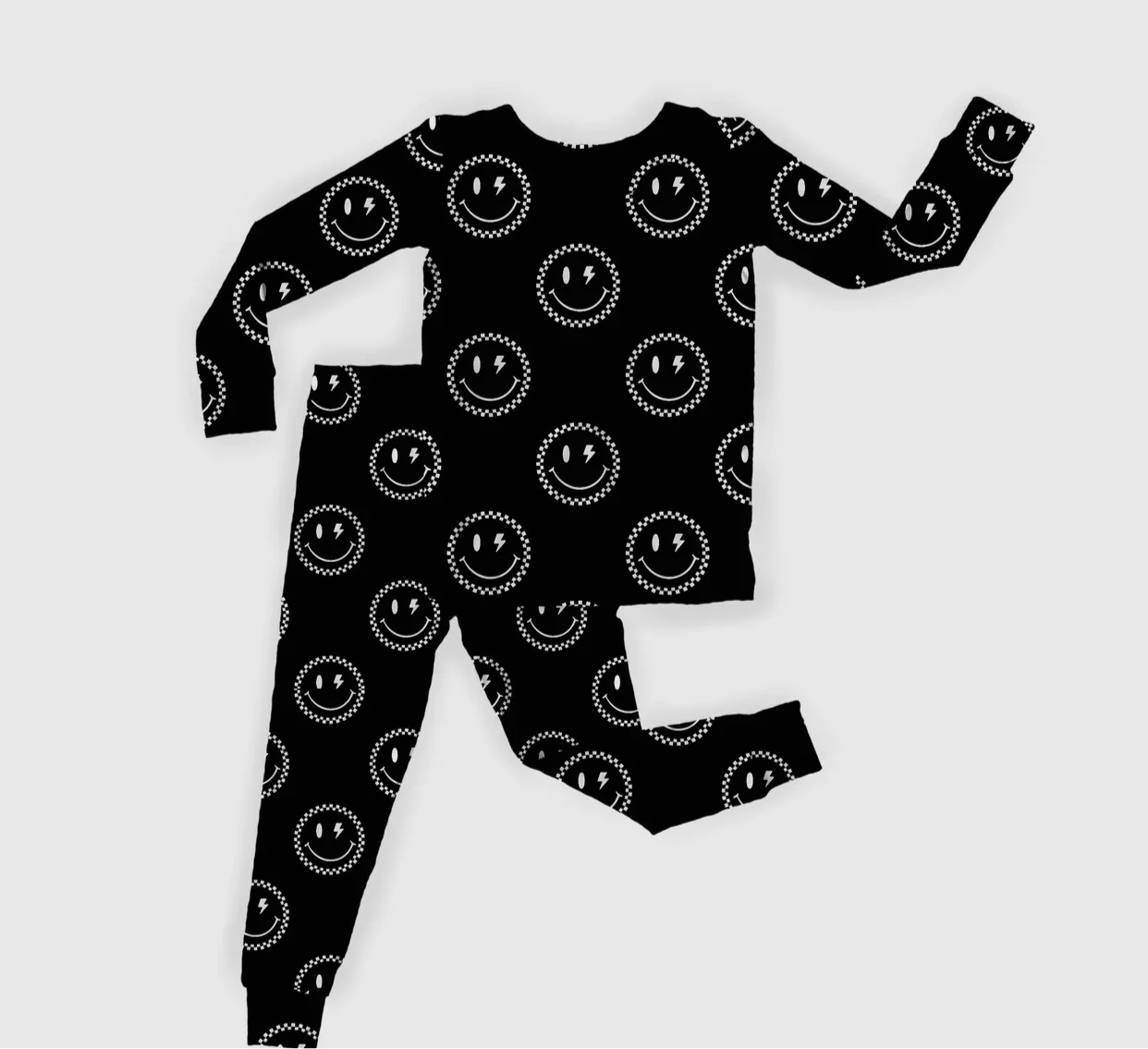 Checkered Smiley | Black Bamboo Set