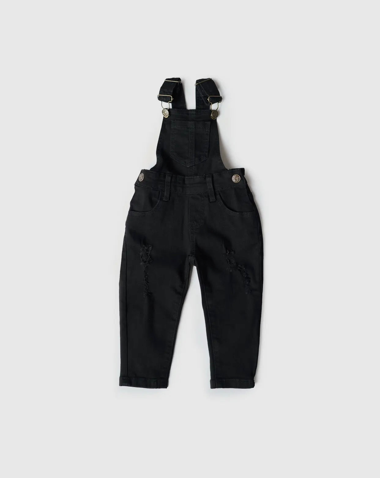 Distressed Denim Overall | Black Wash