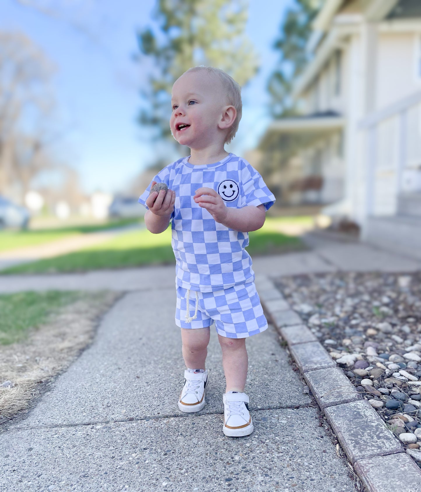 Checkered shorts set | Blue