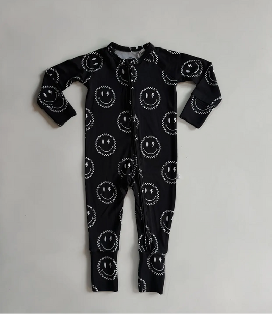 Checkered Smiley | Bamboo Romper